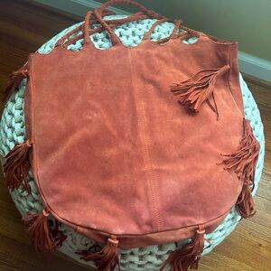 Sued Fringe Oversized BOHO Purse